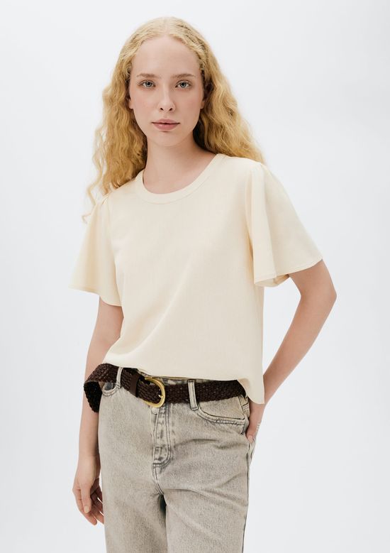 Foto do produto: Blusa Feminina Manga Godê Com Linho - Creme