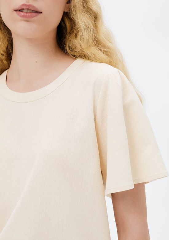 Foto do produto: Blusa Feminina Manga Godê Com Linho - Creme