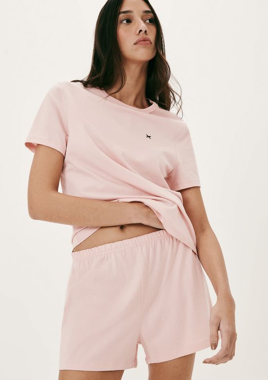 Foto do produto: Pijama Curto Feminino Malha De Algodão - Rosa