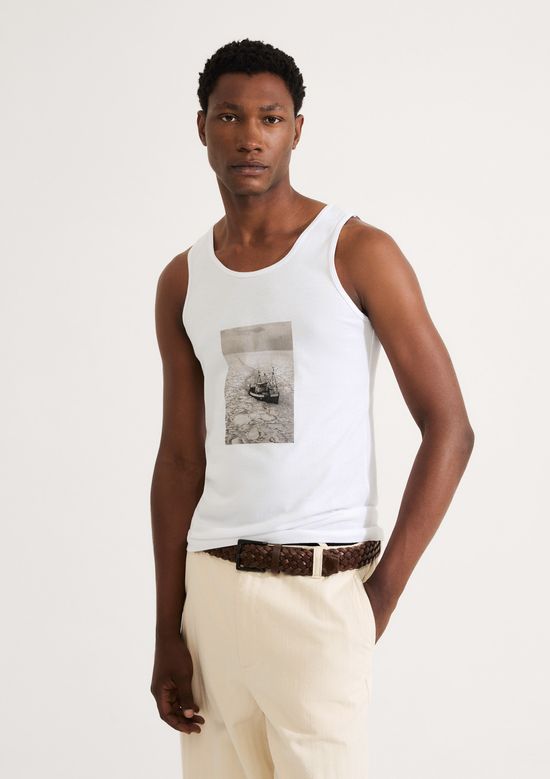 Foto do produto: Regata Básica Masculina Slim Em Malha - Branco