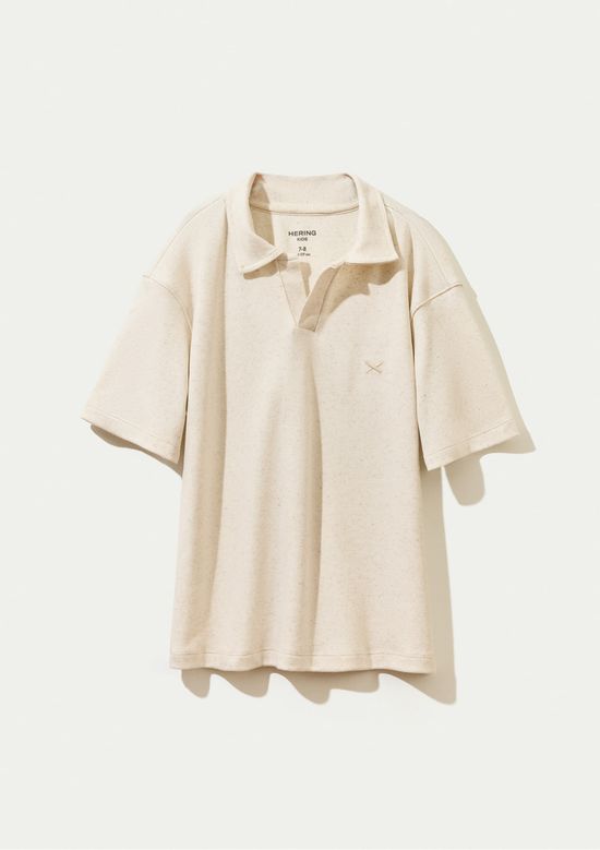 Foto do produto: Camisa Polo Infantil Menino Oversized Com Linho - Natural