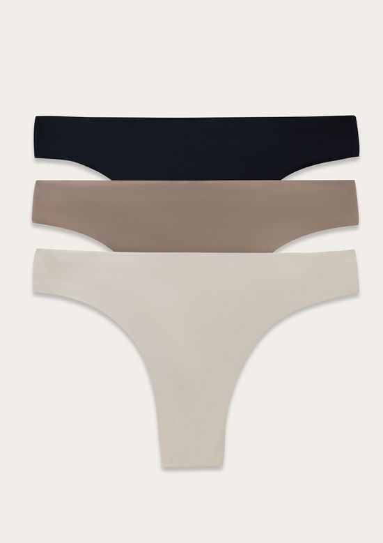 Foto do produto: Kit 3 Calcinhas Tanga Fio Corte A Laser - Multicolorido