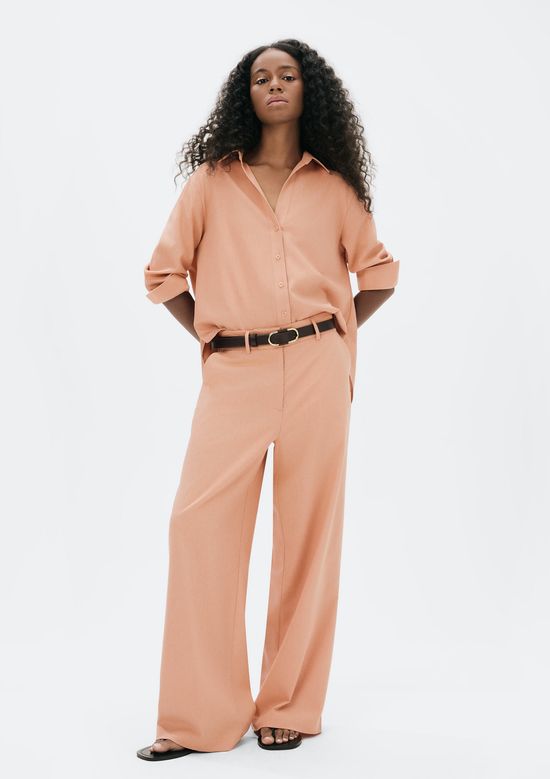 Foto do produto: Camisa Feminina Manga 7/8 Com Linho - Salmão