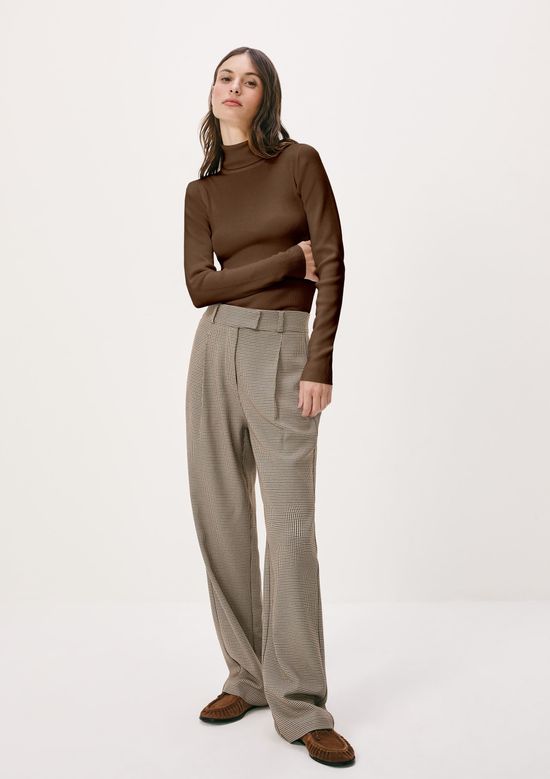 Foto do produto: Blusa Feminina Manga Longa Em Tricô Canelado - Marrom