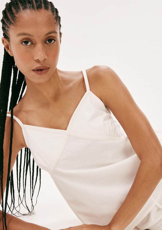 Foto do produto: Pijama Feminino Alças Finas Em Tricoline - Off white