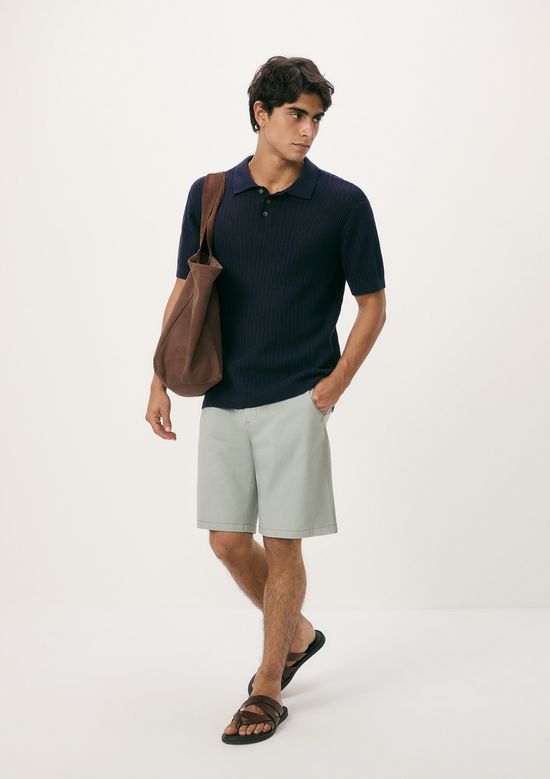 Foto do produto: Bermuda Masculina Chino Em Sarja Peletizada - Azul