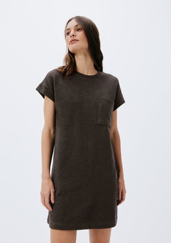 Foto do produto: Vestido Básico Curto Texturizado Com Bolso - Marrom