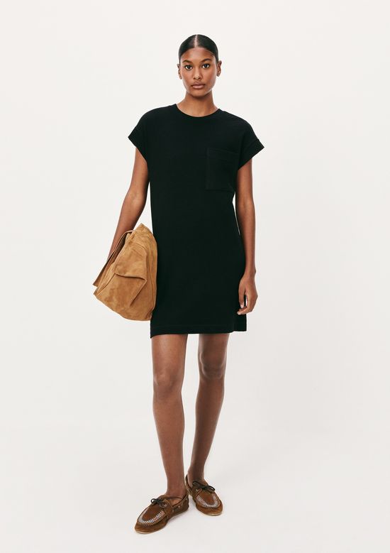Foto do produto: Vestido Básico Curto Texturizado Com Bolso - Preto