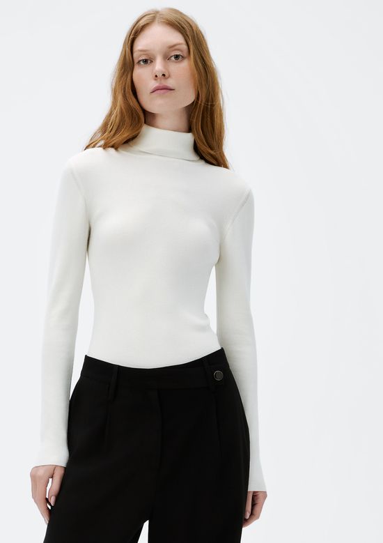 Foto do produto: Blusa Feminina Manga Longa Em Tricô Canelado - Off white