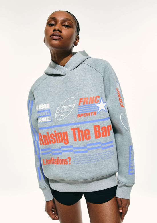 Foto do produto: Blusão Feminino Oversized Estampado Hering Sports + Frnc - Cinza