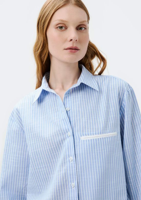 Foto do produto: Camisa Feminina Manga Longa Fio Tinto - Azul