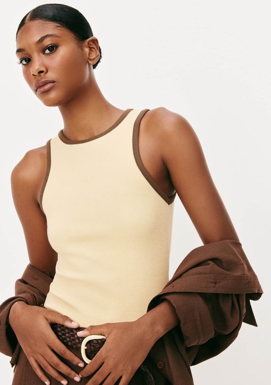 Foto do produto: Regata Feminina Friso Contrastante - Amarelo