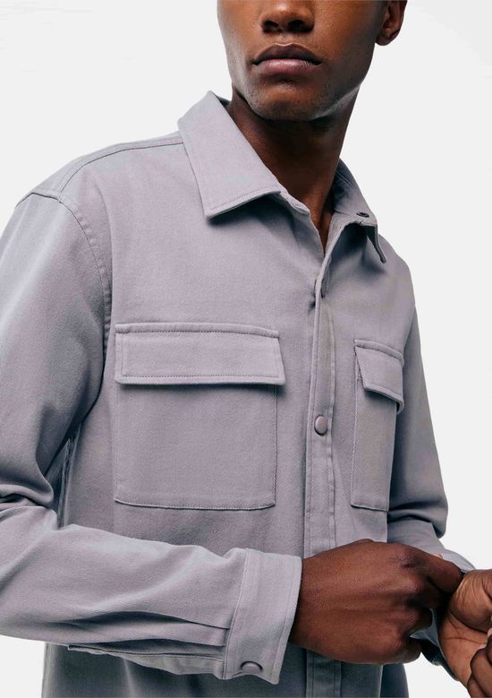 Foto do produto: Camisa Masculina Manga Longa Em Sarja - Cinza