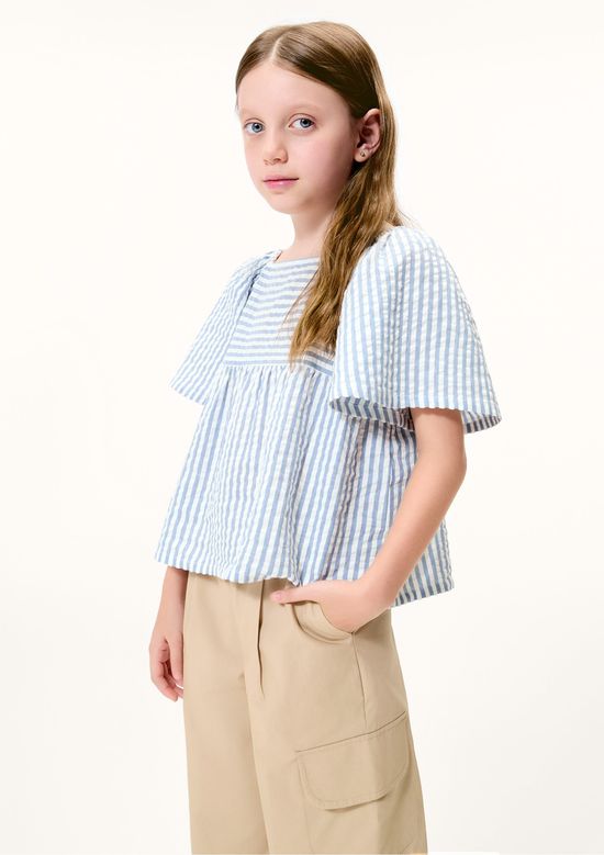 Foto do produto: Blusa Infantil Menina Anarruga Fio Tinto Godê - Azul