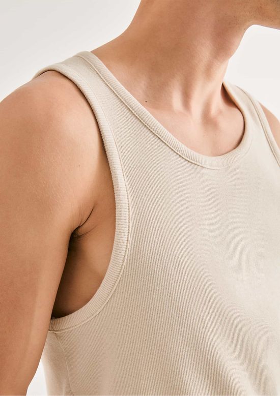 Foto do produto: Regata Básica Masculina Slim Em Ribana Canelada - Bege