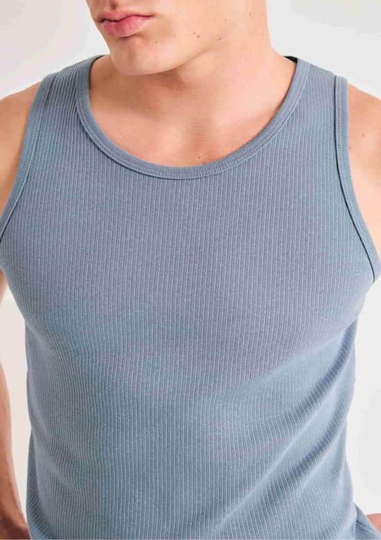 Foto do produto: Regata Básica Masculina Slim Em Ribana - Azul