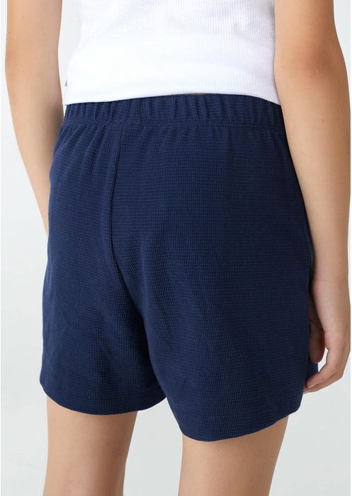 Shorts Saia Básico Infantil Em Malha Com Amarração - Azul Marinho