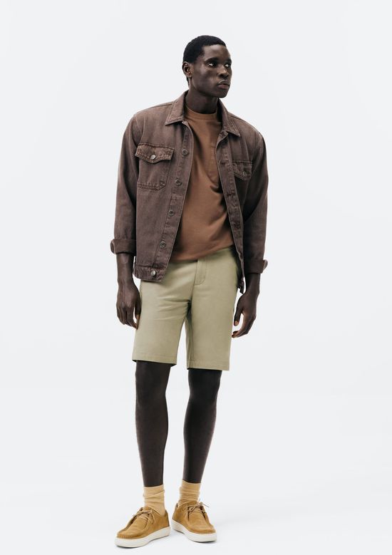 Foto do produto: Bermuda Básica Masculina Chino Em Sarja - Bege