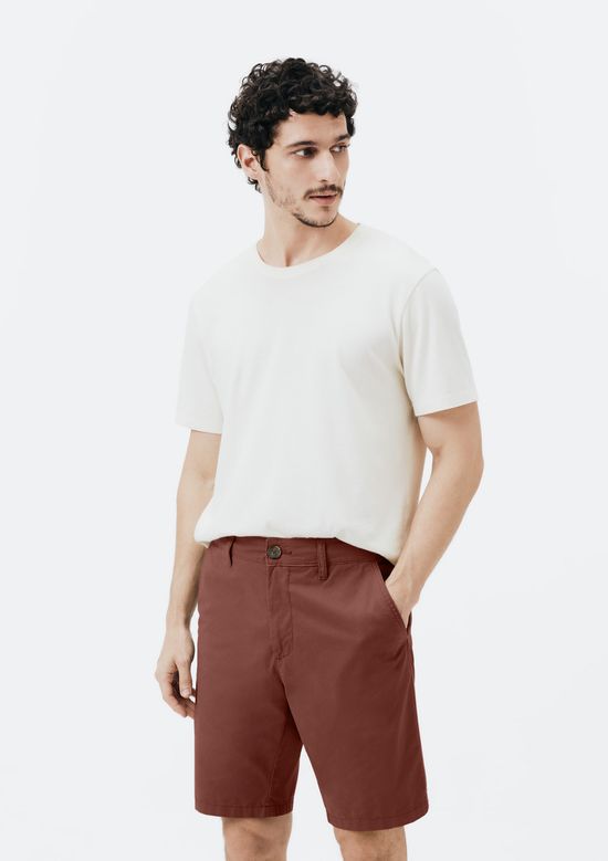 Foto do produto: Bermuda Básica Masculina Chino Reta Em Sarja - Marsala