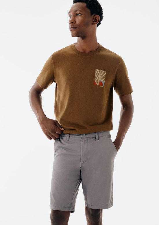 Foto do produto: Bermuda Básica Masculina Chino Reta Em Sarja - Cinza