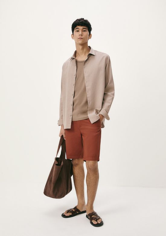 Foto do produto: Bermuda Básica Masculina Chino Reta Em Sarja - Marsala