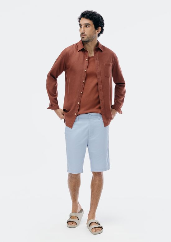 Foto do produto: Bermuda Básica Masculina Chino Reta Em Sarja - Azul