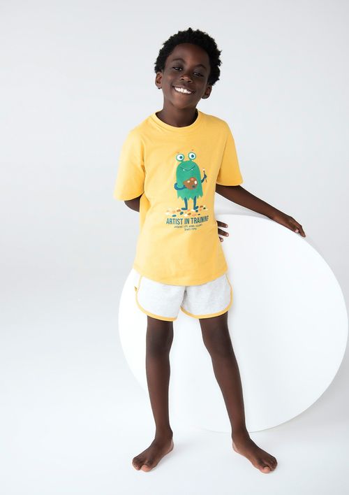 Pijama Infantil Menino Curto Comfort Estampado - Amarelo
