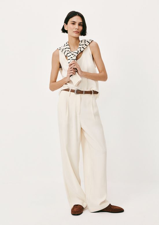 Foto do produto: Calça Feminina Reta Cintura Alta Peach Touch - Off white