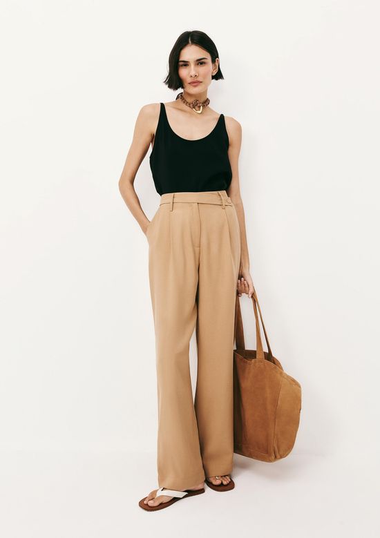 Foto do produto: Calça Feminina Reta Cintura Alta Peach Touch - Bege