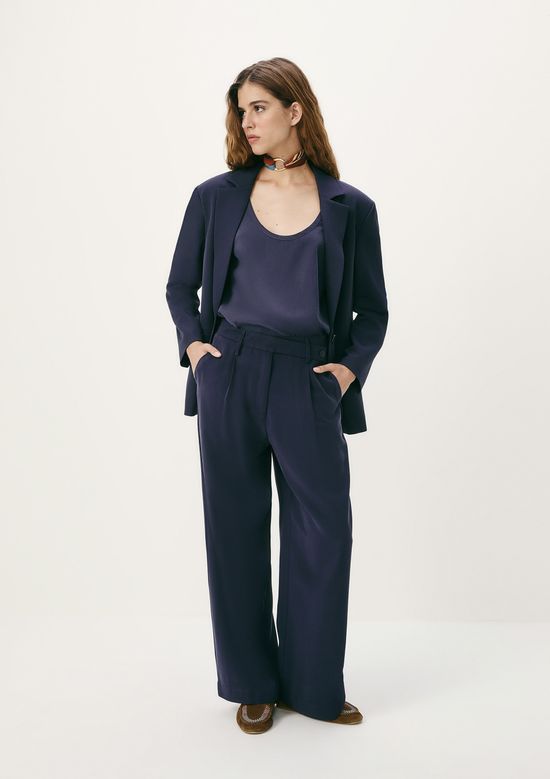 Foto do produto: Calça Feminina Reta Cintura Alta Peach Touch - Azul