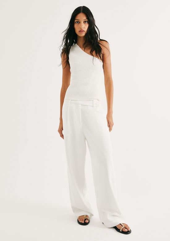 Foto do produto: Calça Feminina Reta Cintura Alta Peach Touch - Off white