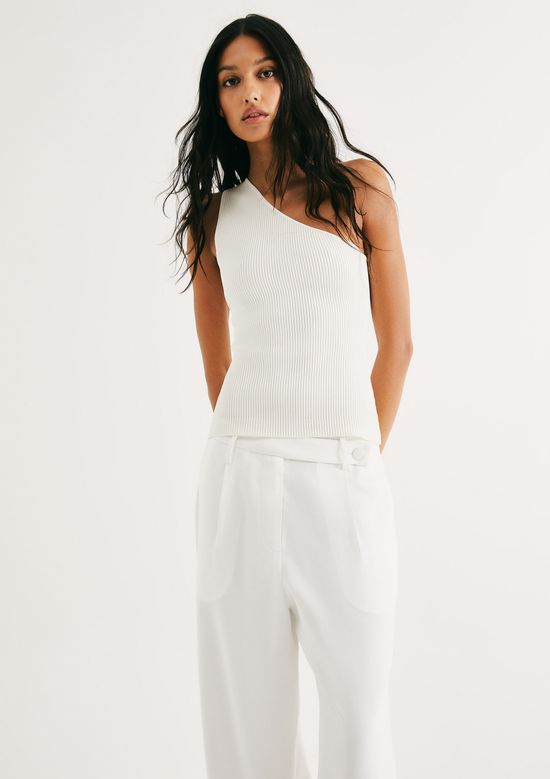 Foto do produto: Calça Feminina Reta Cintura Alta Peach Touch - Off white