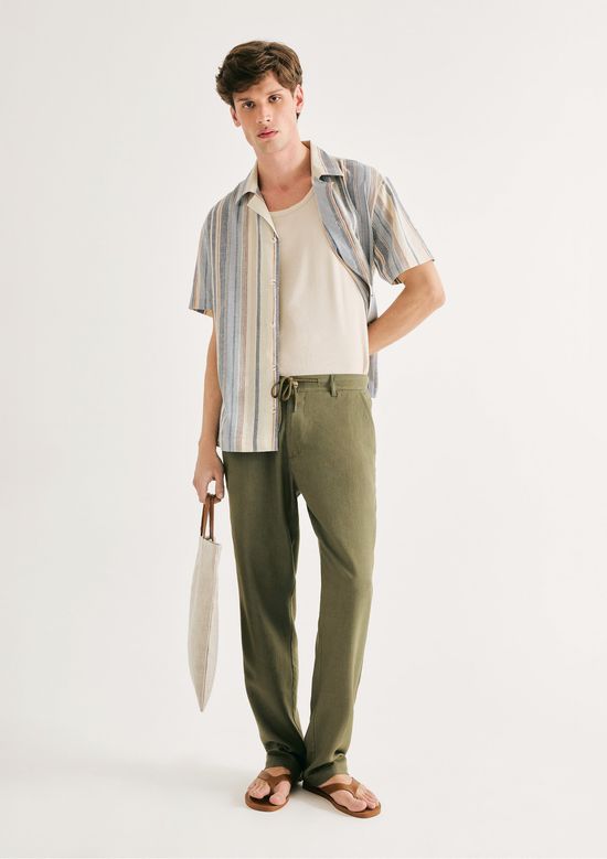 Foto do produto: Calça Masculina Reta Em Linho - Verde