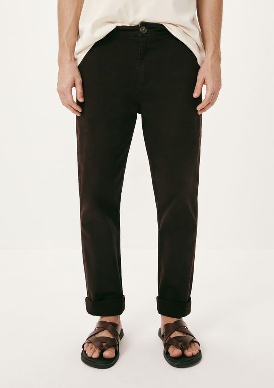 Foto do produto: Calça Básica Masculina Chino Slim Em Sarja Com Elastano - Marrom