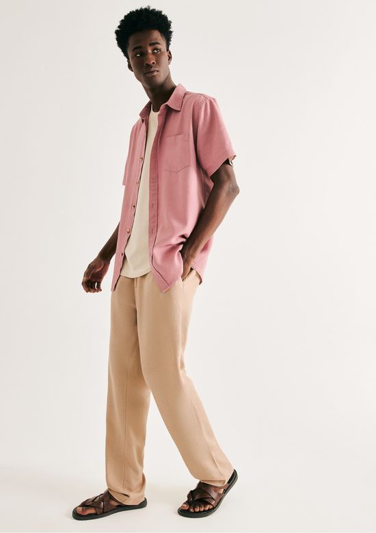 Foto do produto: Calça Masculina Reta Em Linho - Bege