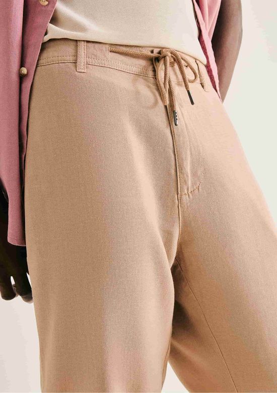 Foto do produto: Calça Masculina Reta Em Linho - Bege