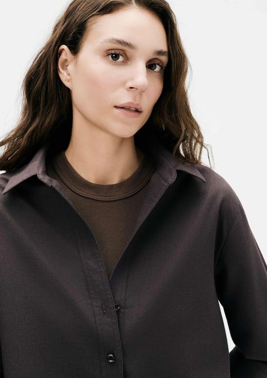 Foto do produto: Camisa Feminina Manga 7/8 Com Linho - Cinza