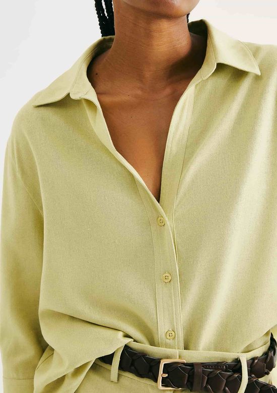 Foto do produto: Camisa Feminina Manga 7/8 Com Linho - Verde