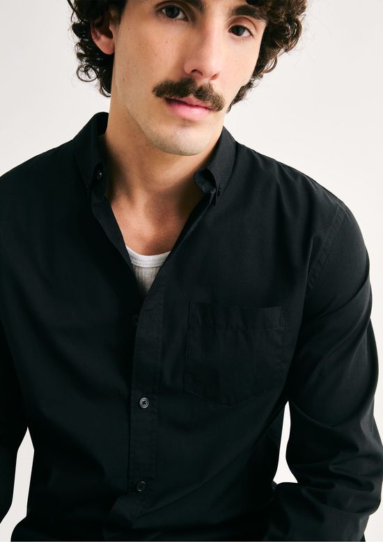 Foto do produto: Camisa Básica Masculina Manga Longa Slim - Preto