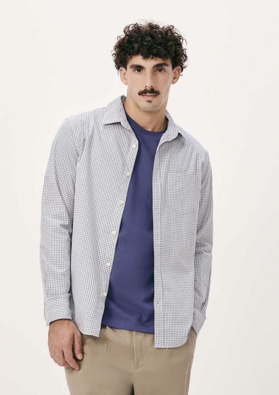 Foto do produto: Camisa Básica Masculina Manga Longa Slim Xadrez - Branco