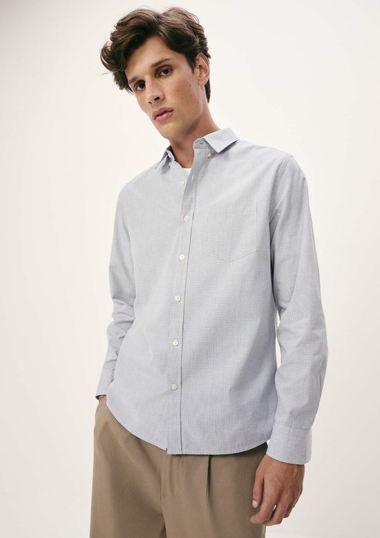 Foto do produto: Camisa Básica Masculina Manga Longa Slim Xadrez - Cinza