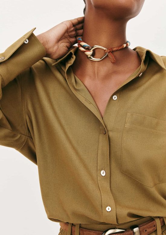 Foto do produto: Camisa Feminina Manga Longa Oversized - Marrom