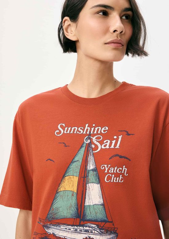 Foto do produto: Camiseta Feminina Manga Curta Oversized - Laranja