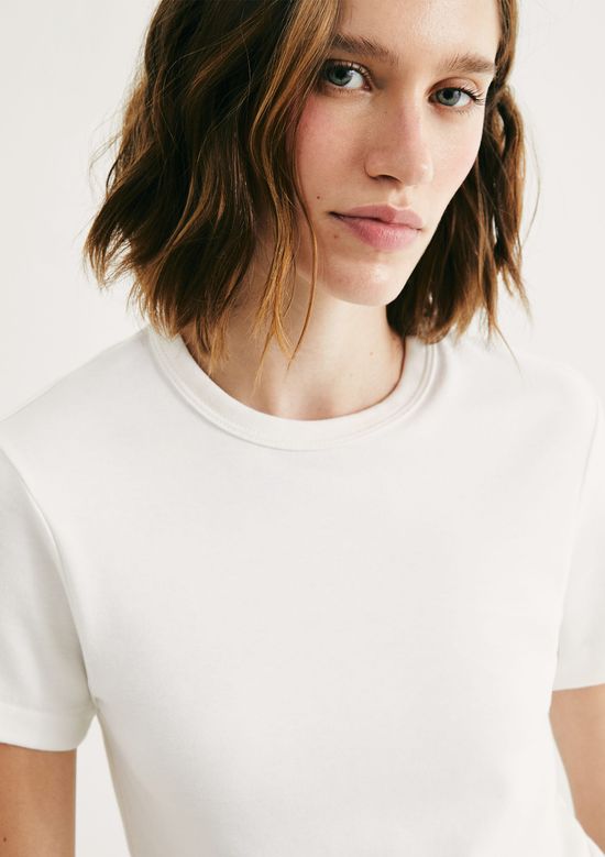 Foto do produto: Camiseta Feminina Slim Em Algodão - Off white