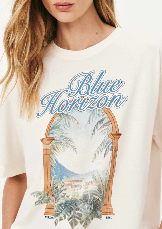 Foto do produto: Camiseta Feminina Manga Curta Oversized - Creme