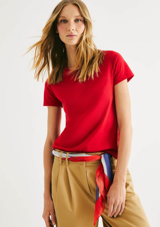 Foto do produto: Camiseta Básica Feminina Slim World - Vermelho