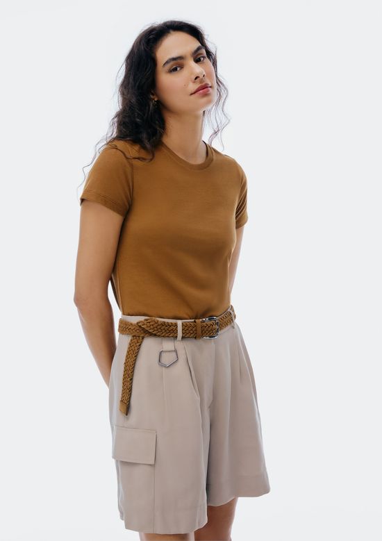Foto do produto: Camiseta Básica Feminina Slim World - Marrom