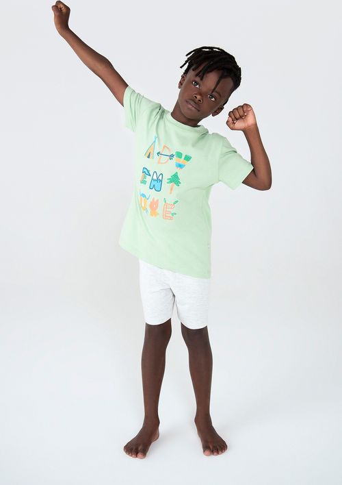 Pijama Infantil Menino Curto Estampado Com Estampa - Verde