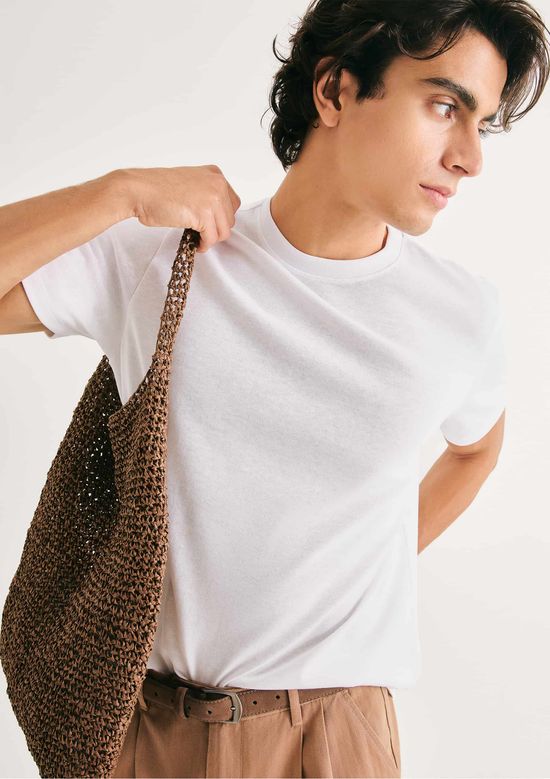 Foto do produto: Camiseta Masculina Texturizada Em Algodão Peruano - Branco