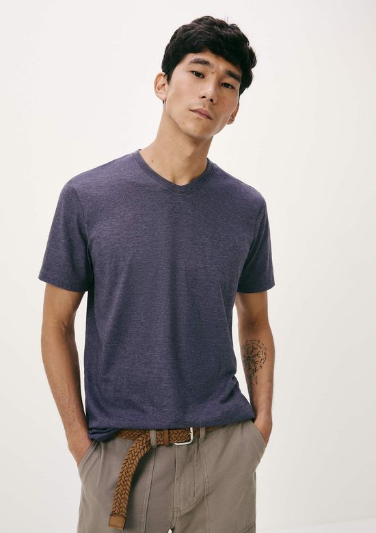 Foto do produto: Camiseta Básica Masculina Manga Curta Gola V World - Azul